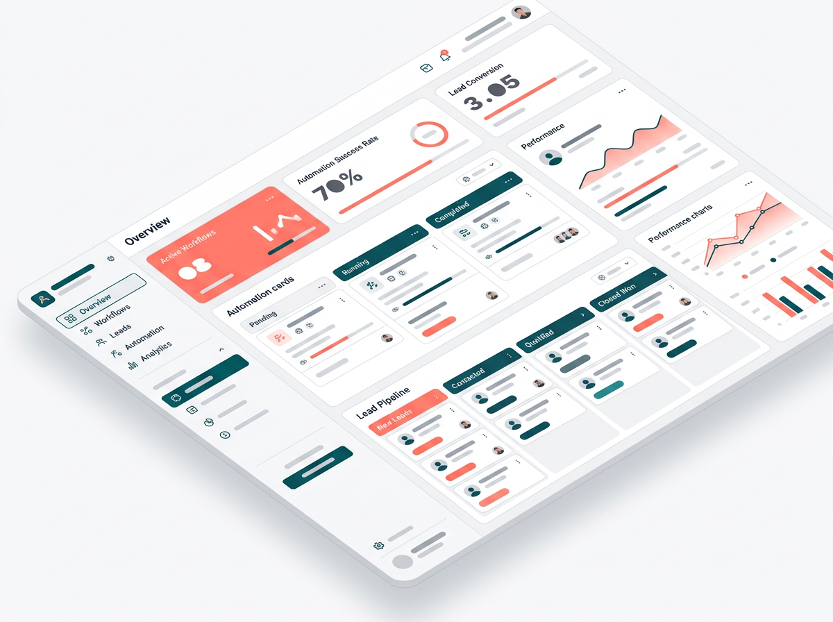 Dashboard mockup showing simplified automated AI workflows